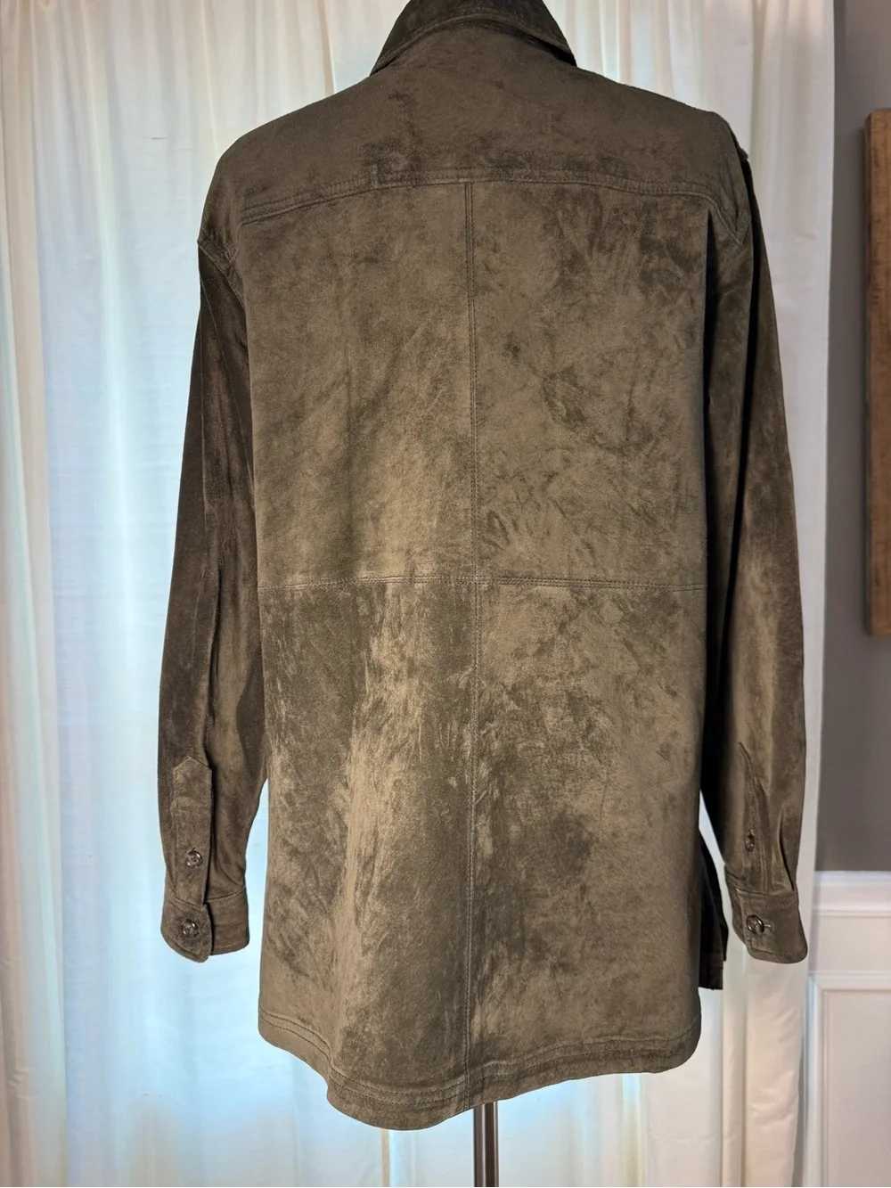 Vintage Ralph Lauren Olive Suede Zip-Front Utility Jacket/Shirt - Picture 5 of 11